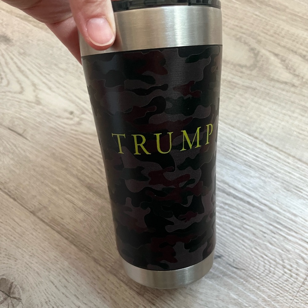Camo Travel Tumbler with Trump Logo